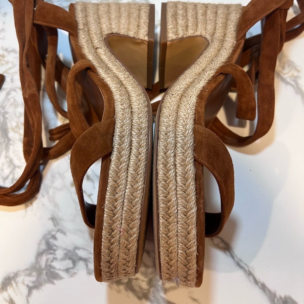 Vince Camuto Roreka Cinnamon Bark Suede Espadrille Sandals Size 8.5 - Picture 3 of 11